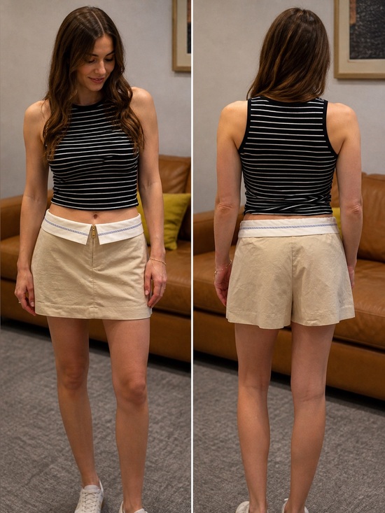 Zara Dresses & Skirts - ZARA Beige Skort (Skirt with Built-In Shorts) Size S